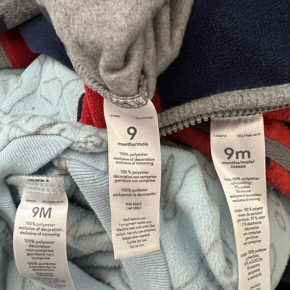 3x Carter’s fleece onesie footie gray star animal print zebra raccoon hooded - Picture 5 of 5